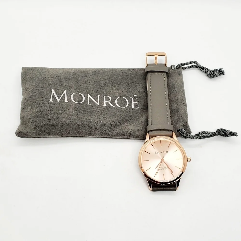 Monroé Solérose Charcoal Leather Wristwatch